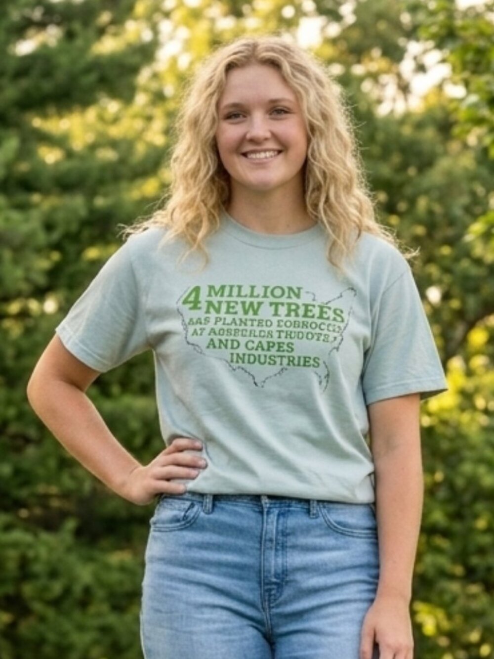 4 Million Trees are Planted Everyday by Industries Sage-green Awareness Tshirt - Picture 8 of 11